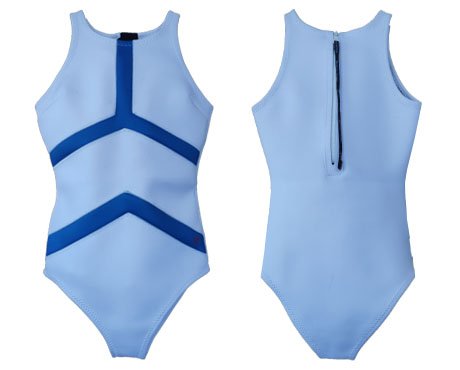 Neoprene Ladies One Piece Swimsuit-1872-WT&BU