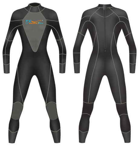 Neoprene Mens Full Wetsuit-1803-BK/GY