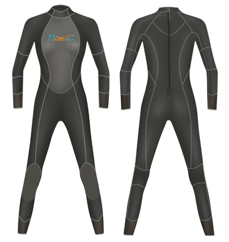 Neoprene Womens Full Body Surf Suit-1804-BK/GY