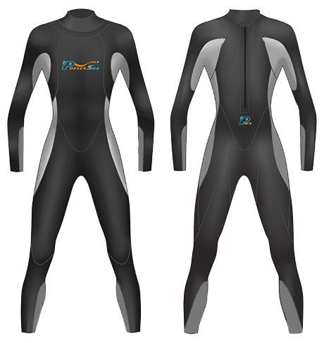 Neoprene Mens Full Length Wetsuit-1805-BK/GY