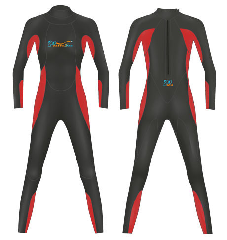 Neoprene Womens Full Length Wetsuit-1806-BK/RD