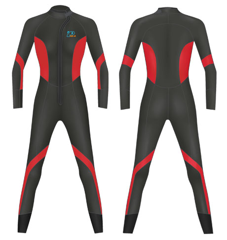 Neoprene Womens Full Wetsuit-1808-BK/RD