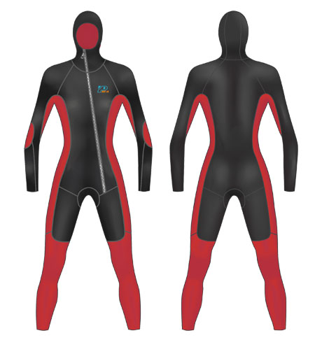 Neoprene Womens Scuba Diving Wetsuit-1810-BK/RD