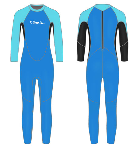 Neoprene Kids Full Wetsuit-1822-BU/TUR