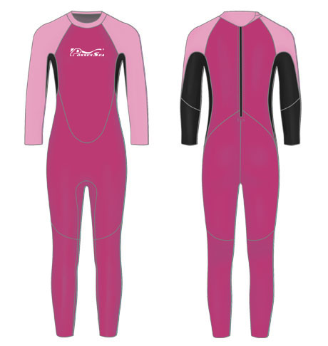 Neoprene Kids Full Wetsuit-1822-RD/PK