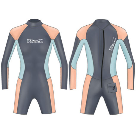 Neoprene Womens Surfing Wetsuit-1860-BK/OG