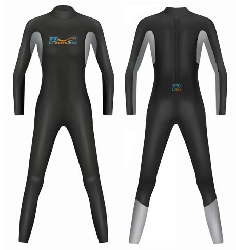 Neoprene Ladies Triathlon Wetsuit-1882-BK/GY