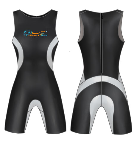 Neoprene Sleeveless Tri Wetsuit-1885-BK/GY