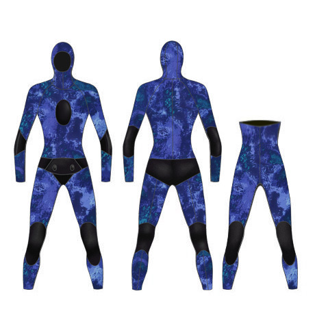 Neoprene Mens 2-Piece Camo High Waist Pants Spearfishing Wetsuit-1891-CAMO