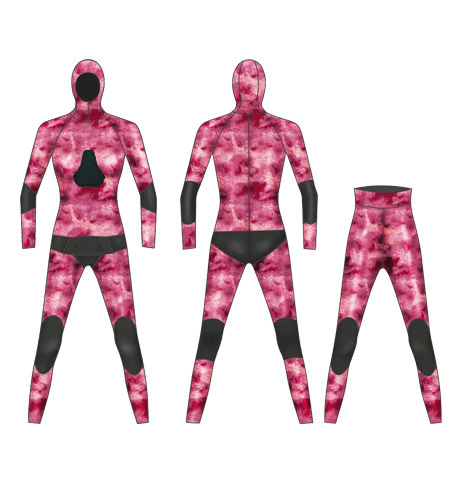 Neoprene Womens 2-Piece Camo High Waist Pants Spearfishing Wetsuit-1892-CAMO