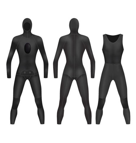 Neoprene Mens 2-Piece Farmer John Spearfishing Wetsuit-1893-BK