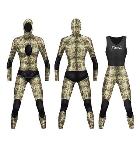 Neoprene Mens 2-Piece Camo Farmer John Spearfishing Wetsuit-1893-CAMO