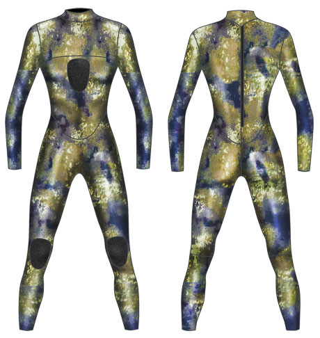 Neoprene Mens 1-Piece Camo Spearfishing Suit-1895-CAMO-2