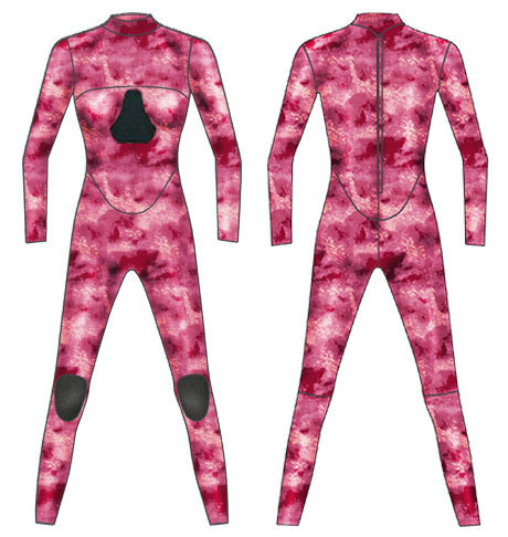 Neoprene Womens 1-Piece Camo Spearfishing Suit-1896-CAMO